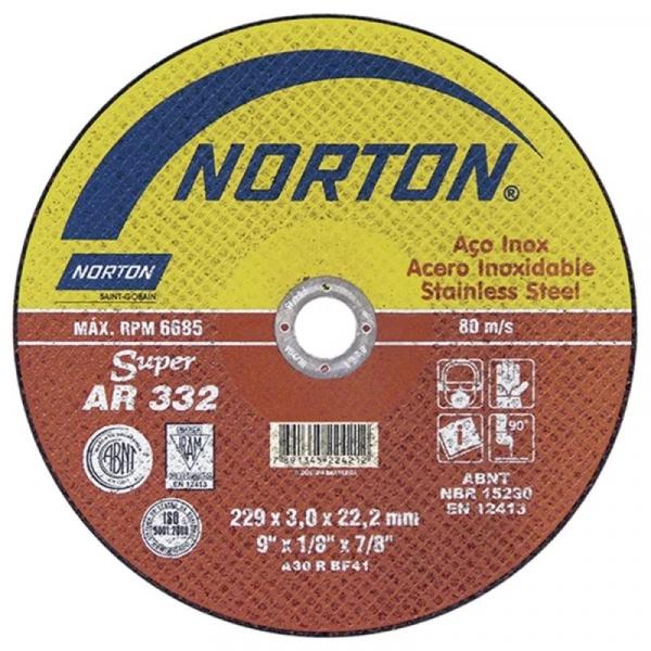 Disco de Corte para Inox 9" X 1/8" X 7/8" AR 332 - Norton