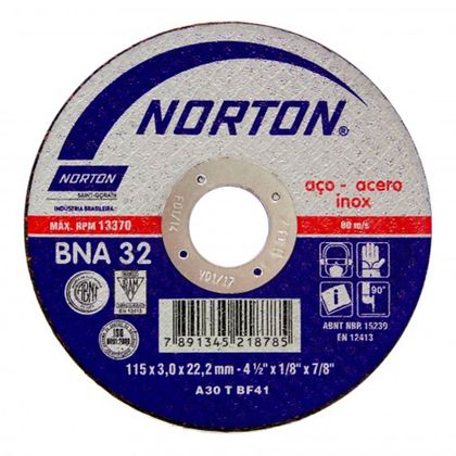 Disco de Corte para Inox Norton 117,8x3,0x22,23 BNA32 66252842970