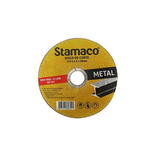 Disco de Corte para Metal 115x1,6x20mm - Stamaco