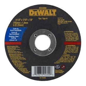 Disco de Corte para Metal e Inox 4.1/2" X 1/16" X 7/8" - Dw44800 - Dewalt