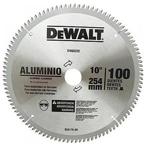 Disco de Serra Circular de 10 Pol. para Alumínio/Madeira - 100 Dentes-DEWALT-DW03220