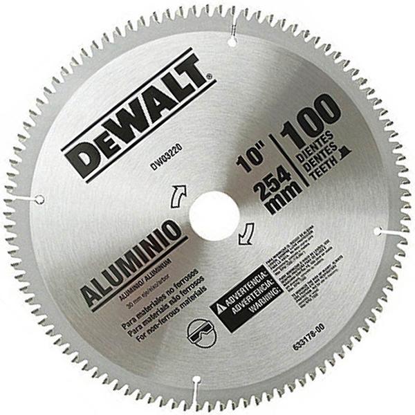 Disco de Serra Circular de 10 Pol. para Alumínio/Madeira - 100 Dentes DEWALT-DW03220
