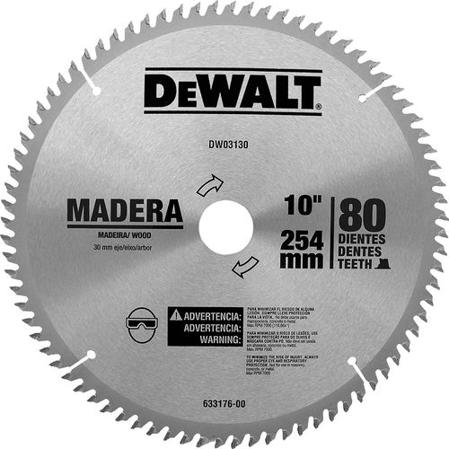 Disco de Serra Circular de 10 Pol. para Madeira - 80 Dentes-dewalt-dw03130