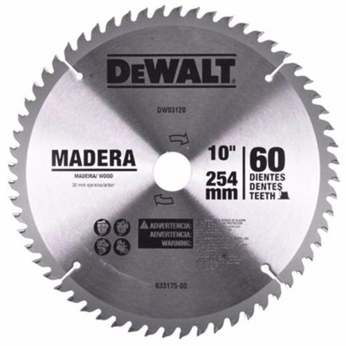 Disco de Serra de 10 Pol. Madeira - 60 Dentes Dewalt - Dwa03120