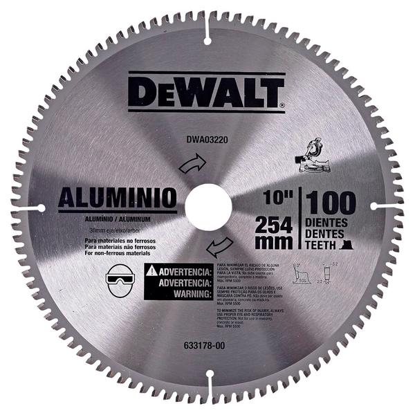 Disco de Serra para Alumínio 10'' 250mm 100 Dentes Dewalt