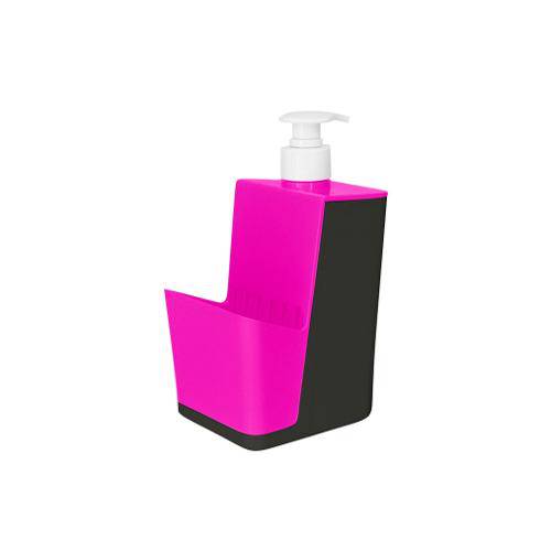 Dispenser para Detergente com Porta Esponja Tornado - Chumbo/Rosa