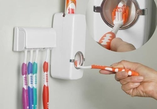 Dispenser para Pasta de Dente + Porta Escova Dental
