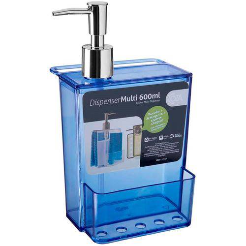 Dispenser Retrô Coza Porta Detergente e Esponja 600ml Azul