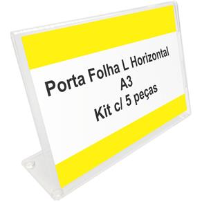 Display ou Porta Folha Horizontal L em Acrílico para Papel A3 - Kit C/ 5 Peças