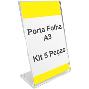 Display ou Porta Folha L em Acrílico para Papel A3 - Kit C/ 5 Peças