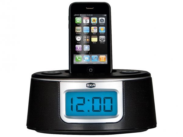 Tudo sobre 'Dock Station SXA IPod IPhone SPI200 8W RMS - Despertador Relógio'