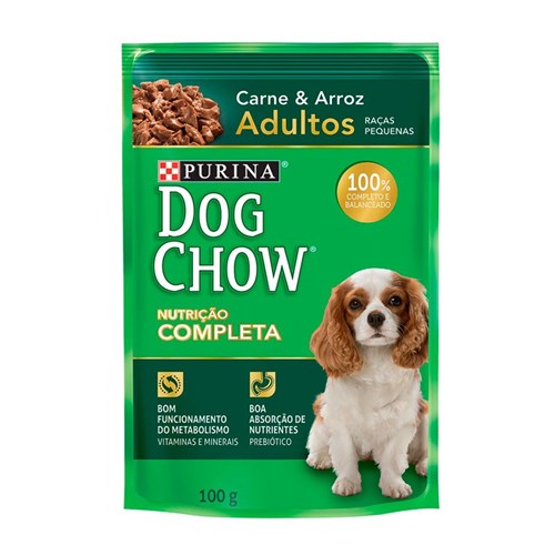 Dog Chow Sachê Adultos Raças Pequenas Carne e Arroz - 100G