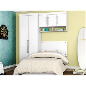Dormitório de Solteiro 5 Portas Modena Branco - LC Móveis - Branco