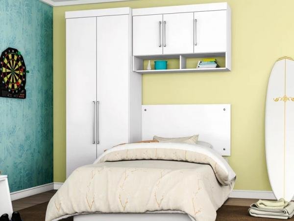 Dormitório de Solteiro 5 Portas Modena Branco - LC Móveis