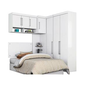 Dormitório de Solteiro 7 Portas Modena Branco - LC Móveis - Branco