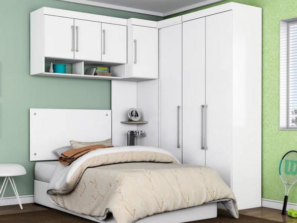 Dormitório de Solteiro 7 Portas Modena Branco - LC Móveis