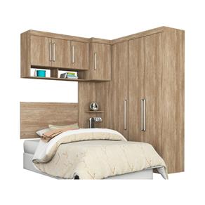 Dormitório de Solteiro 7 Portas Modena Nogal Touch – LC Móveis - Marrom