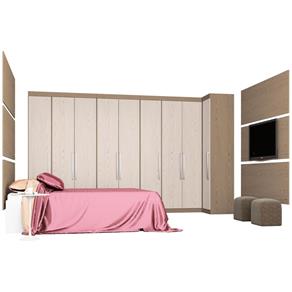 Dormitório Modulado Casal 12 Peças Demóbile Comp. 09 - Castanho/Avelã Touch