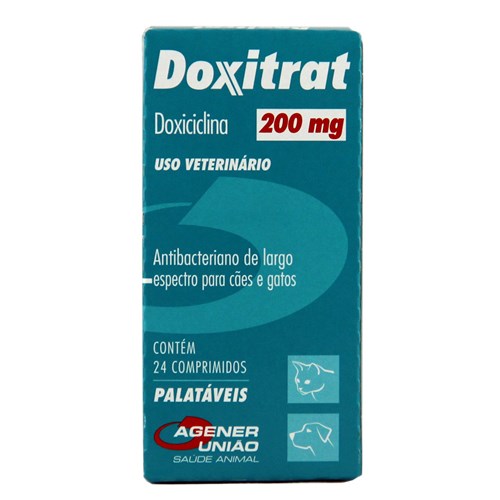 Doxitrat 200mg 24 Comprimidos Antibiótico Cães Agener União