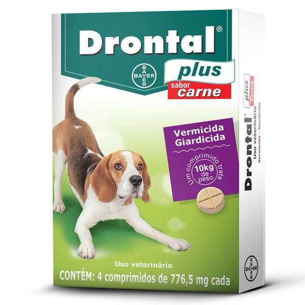 Drontal Plus Cães Sabor Carne 10kg - Cx 4 Comprimidos - Bayer