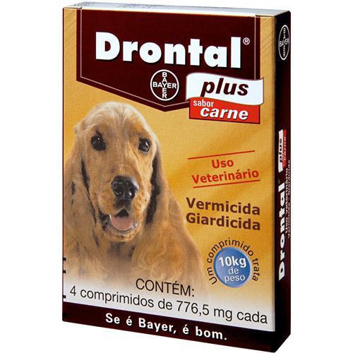 Drontal Plus Sabor Carne - 4 Comprimidos - Cães Até 10Kg - Bayer