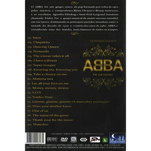 Tudo sobre 'DVD Abba: The Live History'