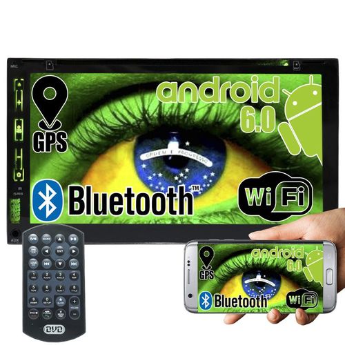 DVD Automotivo 2 Din 7.0 Exbom D760BT Wifi Android 6.0 Espelhamento Bluetooth Gps