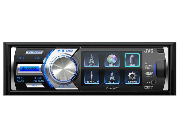 DVD Automotivo JVC KD-AV500DT Tela 3” 40 Watts RMS - Entradas para Câmera de Ré USB Auxiliar Frontal