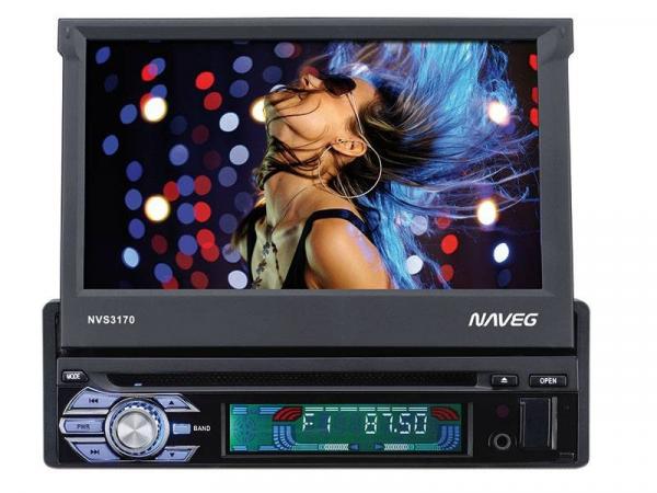DVD Automotivo Naveg NVS 3170 Tela LCD 7" Retrátil - 60 Watts RMS Entradas USB SD e Auxiliar Frontal