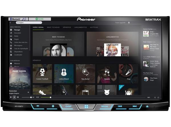 DVD Automotivo Pioneer AVH-X598TV 7” Bluetooth - TV USB Waze Spotify Entrada para Câmera de Ré