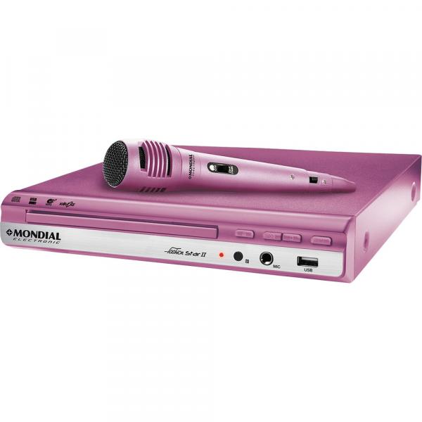 Tudo sobre 'DVD com Karaokê com 1 Microfone. USB e Função Ripping Mondial Fashion Star II D-16 Rosa'