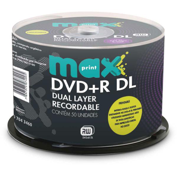 DVD Gravavel Dual Layer DVD+R 8.5GB/240MIN/8X Printabl - Harder Eletro
