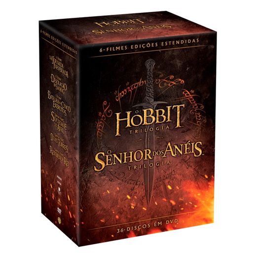 DVD o Hobbit + o Senhor dos Anéis - Edições Estendidas (36 DVDs) - Coleção Terra Média