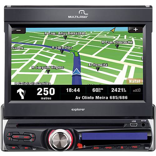 DVD Player Automotivo Multilaser P3156 Tela 7" - TV Digital, GPS, Entradas USB, SD, AUX e Rádio AM/FM