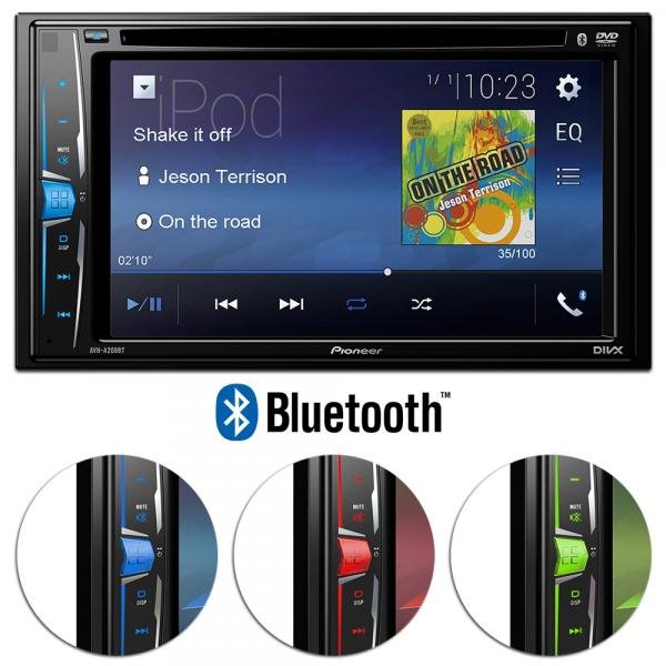 DVD Player Automotivo Pioneer Avh-A208BT 2 Din 6.2 Pol Bluetooth Android IOS USB Aux MP3 Rádio Am Fm