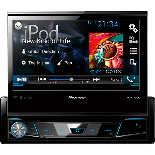 DVD Player Automotivo Pioneer AVH-X7780TV Tela 7" com TV Digital USB Entrada Auxiliar Bluetooth