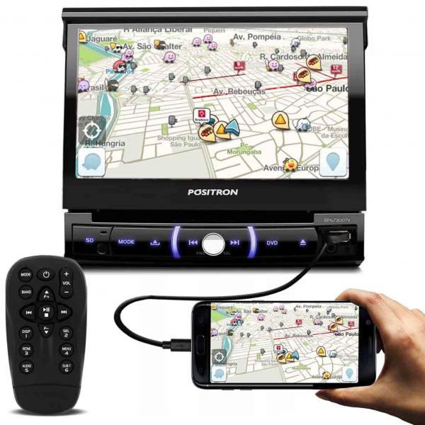 DVD Player Automotivo Pósitron SP6730DTV 1 Din 7" Retrátil Espelhamento Android TV Bluetooth USB MP3 - Positron