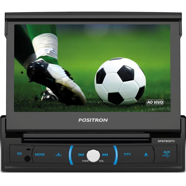 Dvd Player Automotivo Positron SP6730DTV Retrátil Tela 7 DVD/TV/Bluetooth/USB/SD/AUX/FM/Espelham.