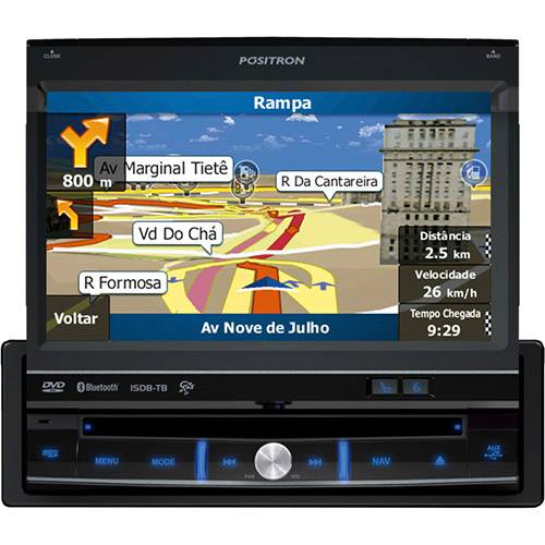 DVD Player Automotivo Pósitron SP6900NAV Tela 7" Tv Digital USB Entrada Auxiliar Micro SD Bluetooth e GPS