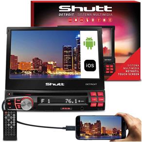 DVD Player Automotivo Shutt Detroit Retrátil 7" LCD Touch Bluetooth USB SD Espelhamento MP3 DVD HDMI
