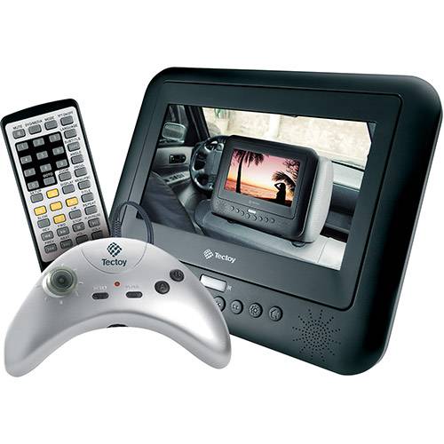 DVD Player Automotivo TecToy DVT-T6001 Tela 7" - Entrada USB, Saída para Fone de Ouvido, Joystick e 12 Jogos na Memória