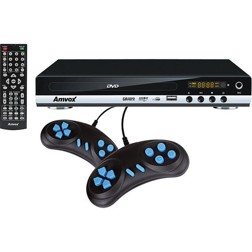 Dvd Player com Conexão Usb. Game. Ripping e 2 Joysticks Amvox Amd 910