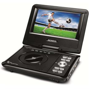 DVD Player Portátil Mondial Play Action D 08 com Tela LCD 7”, Entrada USB, Entrada SD, Função Game