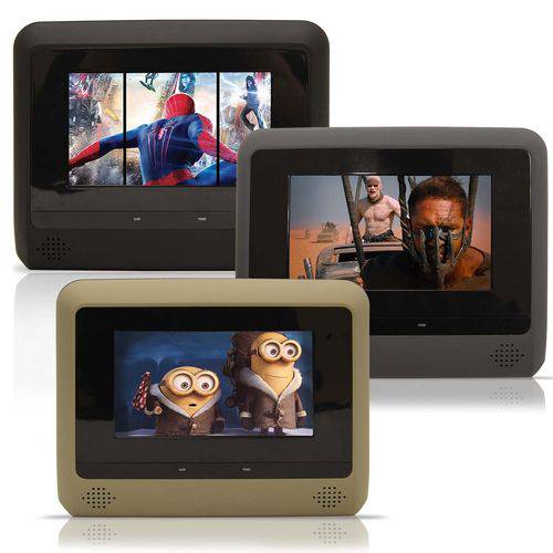 DVD Player Tela para Encosto de Cabeça 7 Polegadas LCD com Game USB S com Transmissor FM Touchcreen