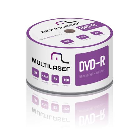 DVD-R Imprimível 4.7GB 8x Shrink C/ 50 Unid Multilaser - DV0