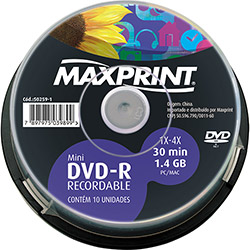 DVD-R Maxprint 1.4GB/30min 4x (Pino C/ 10)