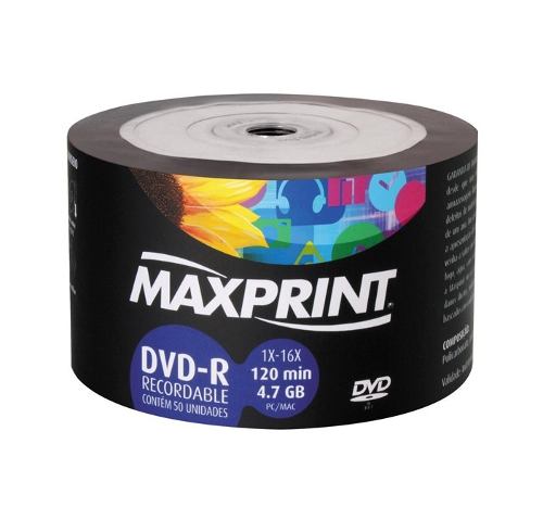 DVD-R Maxprint 16x 4.7GB / 120 Min (Bulk C/ 50)