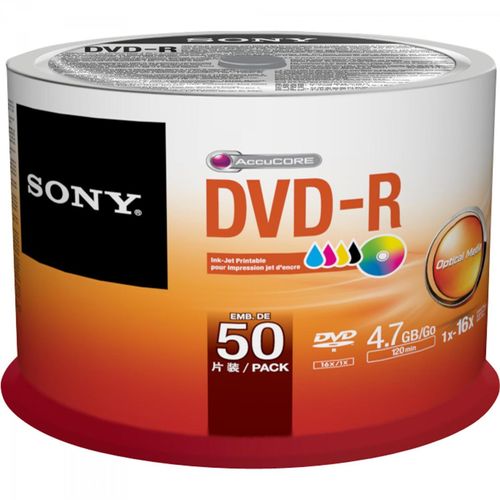 Dvd-r Printable 120 Min 4.7gb 16x 50dmr47fbz2la Sony