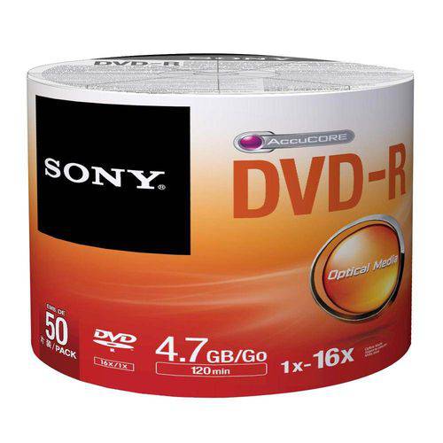 Tudo sobre 'Dvd-R Sony 50dmr47fbz2la Printable 120 Min 4.7gb 16x'