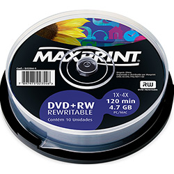 DVD+RW Maxprint 4.7GB/120min 4x (Pino C/ 10)